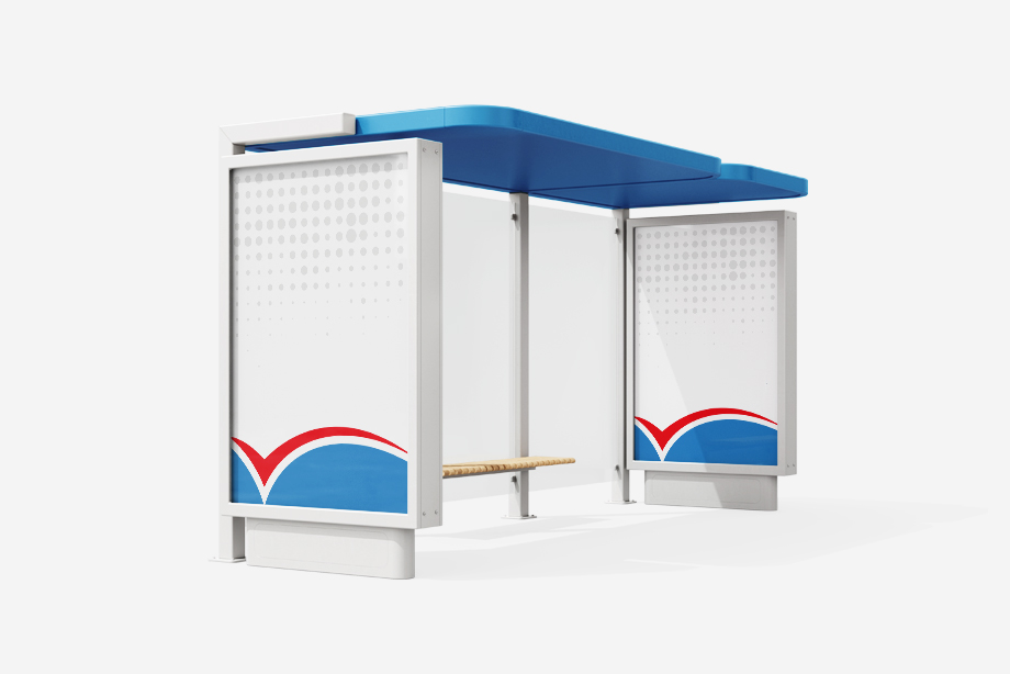 Werbeplakate und Plots mit individuellem Design an einer modernen Bushaltestelle – Plakate und Plots für Außenwerbung